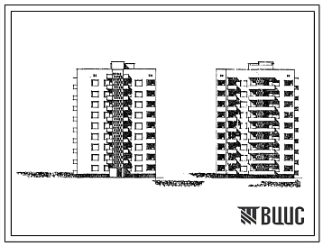 Типовой проект 67-027с 9-этажная блок-секция торцевая правая на 36 квартир (двухкомнатных 2Б-27, трехкомнатных 3А-9). Для строительства в 3Б климатическом подрайоне сейсмичностью 7 баллов