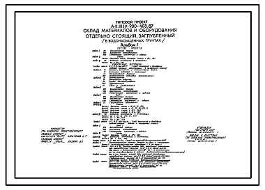 Типовой проект А-II,III,IV-900-403.87 Заглубленный склад материалов и оборудования отдельно стоящий (в водонасыщенных грунтах) (убежище на 900 человек, размеры убежища 36м на 18м, режимы вентиляции 1,2,3)
