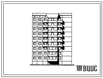 Типовой проект 112-024м.86 Девятиэтажная блок-секция торцевая правая на 34 квартиры
