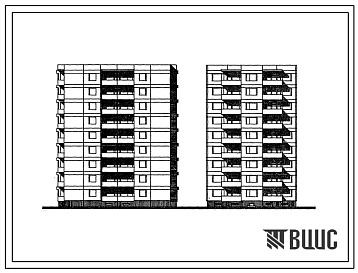 Типовой проект 120В-025/1 9-этажная блок-секция на 36 квартир (3А-3А-3Б-3Б). Для строительства во 2В климатическом подрайоне Литовской ССР.