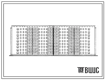 Типовой проект 1У-438А-41 Девятиэтажный четырехсекционный жилой дом на 144 квартиры (двухкомнатных-72, трехкомнатных-72). Стены из кирпича.