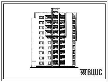 Типовой проект 117-015Г/1 Девятиэтажная блок-секция на 38 квартир (однокомнатных 1Б-9, двухкомнатных 2Б-11, трехкомнатных 3Б-8, четырехкомнатных 4Б-10). Для строительства во 2В климатическом подрайоне Литовской ССР