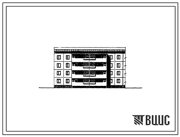 Типовой проект 76-076сп/1.2 Блок-секция четырехэтажная 16-квартирная поворотная правая 3Б.2Б.-2Б.3Б. (с шагами поперечных стен 3,0 и 3,6 м).