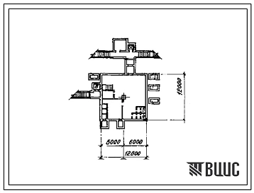 Типовой проект А-II,III,IV-210-400.87 Заглубленный склад материалов и оборудования отдельно стоящий (в маловлажных грунтах) (убежище на 210 человек, размеры убежища 12м на 12м, режимы вентиляции убежища 1,2)