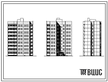 Типовой проект 88-024/1.2 9-этажная торцевая правая блок-секция 2Б.2Б.3Б.4Б на 36 квартир. Для строительства во 2В климатическом подрайоне Белорусской ССР.