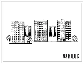 Типовой проект 135-069 Девятиэтажная блок-секция рядовая правая на 18 квартир (трехкомнатных 3А-9; четырехкомнатных 4Б-9).