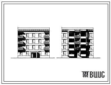 Типовой проект 159-04сп/1 Четырехэтажная блок-секция рядовая на 8 квартир (трехкомнатных 3А-4, четырехкомнатных 4Б-4) из кирпичных блоков индустриального изготовления. Для строительства в 4А климатическом подрайоне сейсмичностью 9 баллов