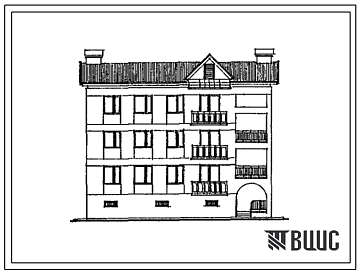 Типовой проект 123-17-146с.13.90 3-этажная блок-квартира (правый блок) с 6-комнатными квартирами 3-6-II (для республики Грузия)