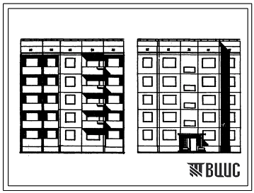 Типовой проект 94-05/1 Пятиэтажная крупнопанельная рядовая блок-секция на 15 квартир, правая (Р.1Б-2Б-3Б)