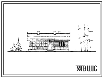 Типовой проект 1-50Б-23 Одноэтажный одноквартирный жилой дом с квартирой в 4 комнаты с упрощенным благоустройством, стены брусчатые.