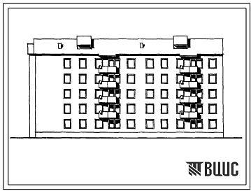 Типовой проект 114-011с.85 Блок-секция 5-этажная 2-секционная 30-квартирная торцовая 2Б.3Б.4А - 2Б.2Б.2Б