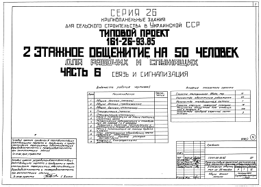 Состав альбома. Типовой проект 161-26-93.85Часть 6 Связь и сигнализация.