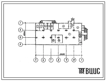 Типовой проект А-2-900-76/130 Бытовые и складские помещение в подвале отдельно стоящее универсального 3-этажа здания, (убежище на 900 человек, размеры убежища 36м на 18м, режимы вентиляции 1,2).