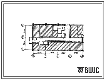 Типовой проект П-4-70(409-15-75.83) Бытовые помещения 1 этажа производственного корпуса мастерской монтажных заготовок с годовой программой 660тыс. Руб., (убежище на 70 человек, размеры убежища 24м на 12м, режимы вентиляции 1,2).