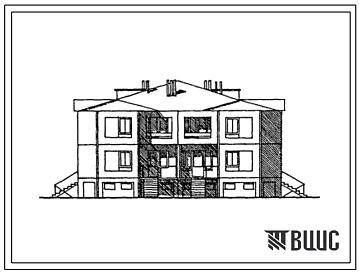 Типовой проект 171-148-68сп.13.86 2-этажный 4-квартирный жилой дом с квартирами типа 5Б для сельского строительства в Туркменской ССР