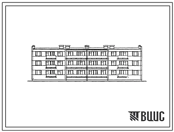Типовой проект 111-25-2 Трехэтажный 18-квартирный жилой дом двухсекционный (секции 1.2.3 - 1.2.3)