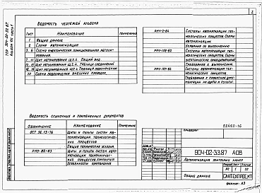Альбом 8 Часть 1 Приточная вентиляционная камера прямоточная с двумя секциями воздухонагревателя. Регулирование температуры приточного воздуха с ограничением расхода тепла на вентиляцию. Электрическая система регулирования.   