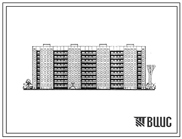 Типовой проект 111-143-2с Крупнопанельный девятиэтажный четырехсекционный жилой дом на 143 квартиры (двухкомнатных 2Б-71, трехкомнатных 3А-53, трехкомнатных 3Б-18, пятикомнатных 5Б-1) с шагом поперечных стен 3,0 и 4,2 м для строительства в 3Б климатическо