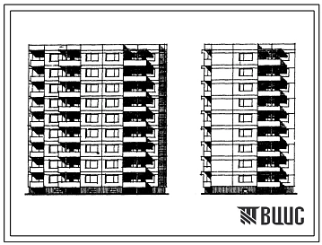 Типовой проект 120В-024/1 Девятиэтажная блок-секция на 36 квартир (двухкомнатных 2Б-18, трехкомнатных 3А-9, 3Б-9). Для строительства во 2В климатическом подрайоне Литовской ССР