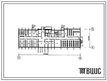 Типовой проект П-4-474(241-1-63.86) Хозяйственно-бытовые помещения в подвале спального корпуса на 250 мест для санаториев (в крупопанельных конструкциях серии 1.090.1-1), (убежище на 474 человек, размеры убежища 57м на 15,6м, режимы вентиляции 1,2).