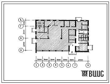 Типовой проект П-5-15(274-20-140с.83) Помещения гардеробной столовой на 50 мест, приспосабливаемые под ПРУ (убежище на 15 человек, размеры убежища 24м на 15м, режимы вентиляции 1,2).
