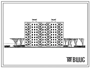 Типовой проект 1Кг-480-055 Двойная блок-секция 9-этажного жилого дома рядовая на 72 квартиры.