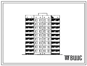 Типовой проект 96-065в.85 Девятиэтажная блок-секция рядовая торцевая на 36 квартир. Для строительства в 3В климатическом подрайоне Украинской ССР (г.Макеевка) на подрабатываемых территориях