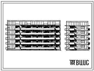 Типовой проект 67-018С Двойная блок-секция пятиэтажного жилого дома торцовая на 25 квартир 1Б.2Б.3Б-2Б.3Б (левая)