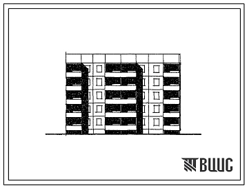 Типовой проект 105-016с/1 Пятиэтажная блок-секция торцевая правая на 25 квартир (однокомнатных 1Б-10, двухкомнатных 2Б-10, трехкомнатных 3Б-5). Для строительства в 3 климатическом подрайоне Киргизской ССР сейсмичностью 8 баллов