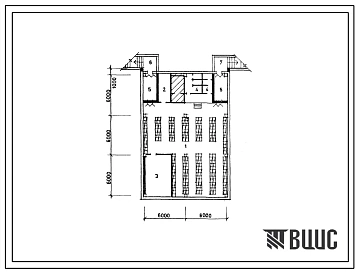 Типовой проект П-2-300(416-1-135.83) Материально-технический склад, приспосабливаемый под ПРУ, в подвале склада для хранения продовольственных, непродовольственных товаров  (убежище на 300 человек, размеры убежища 19м на 12м, режимы вентиляции 1,2).