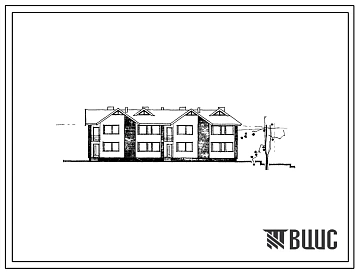 Типовой проект 144-22-58/1 Двухэтажный блокированный дом на 4 квартиры (трехкомнатных 3Б-2, четырехкомнатных 4Б-2). Для строительства во 2Б и 2В климатических подрайонах Литовской ССР