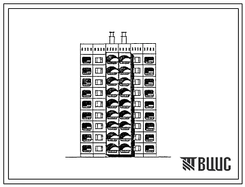 Типовой проект 105-081с.83 Блок-секция 9-этажная 27-квартирная рядовая с торцевыми окончаниями 3Б-1Б-3Б. Для строительства в 4Г климатическом подрайоне Таджикской ССР (г. Ленинабад и Ленинабадская область) сейсмичностью 8 баллов.