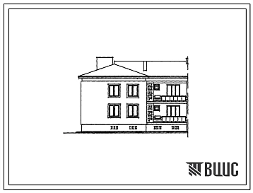 Типовой проект 42-0139с/1 Блок-секция двухэтажная шестиквартирная торцевая левая Т-1Б.2А.2Б.