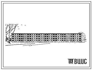 Типовой проект 1-464Усп-7/67 Четырехэтажный восьмисекционный крупнопанельный дом на 64 квартиры (двухкомнатных  32, трехкомнатных  32).