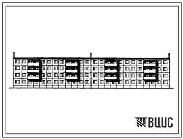 Типовой проект IVз-500ТСП-5/1.2 Дом четырехэтажный четырехсекционный на 32 квартиры 4Б.5Б.