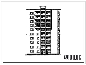 Типовой проект 117-015/1 Девятиэтажная блок-секция на 38 квартир (однокомнатных 1Б-9, двухкомнатных 2Б-19, четырехкомнатных 4Б-10). Для строительства во 2В климатическом подрайоне Литовской ССР