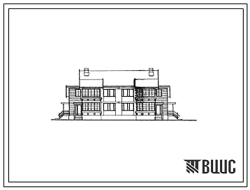 Типовой проект 113-115-29 Двухэтажный четырехквартирный жилой дом с трехкомнатными квартирами. Стены из арболитовых блоков. Для строительства в 1В и 2В климатических подрайонах.