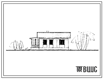 Типовой проект 1-50А-19 Одноэтажный одноквартирный жилой дом с квартирой в 3 комнаты с полным благоустройством, стены из арболитовых блоков.