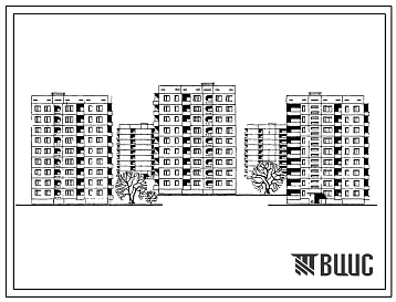 Типовой проект 135-080 Девятиэтажная блок-секция торцовая левая на 27 квартир (двухкомнатных 2Б-18; трехкомнатных 3А-9).