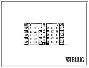 Типовой проект 89-0130.13.90 5-этажная рядовая с торцовыми окончаниями блок-секция 1А.1А.1Б.1Б.1Б.2А.2А на 40 квартир (для малосемейных) (для строительства в Белорусской ССР)