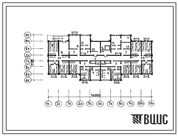 Типовой проект П-2-365(165-012с.85) Помещения общественного назначения в подвале 9-этажной 54-квартирной рядовой блок-секции серии 165, (убежище на 365 человек, размеры убежища 36м на 17,1м, режимы вентиляции 1,2).