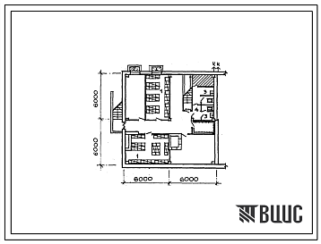 Типовой проект П-4-100(416-1-186.13.87) Хозяйственно-бытовые помещения в подвале конторы правления колхоза, приспосабливаемые под ПРУ (для строительства в литовской ССР)