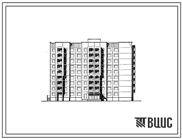 Типовой проект 90-0296.1.13.89 Блок-секция общежития 9-этажная на 322 маста торцевая правая (для строительства в г. Омске и Омской области)