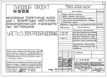 Альбом 1 Части 0, 1, 2, 3, 5, 6 Общая часть. Архитектурно-строительные решения. Отопление и вентиляция. Внутренний водопровод и канализация. Электрооборудование. Связь и сигнализация