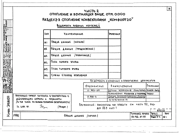 Альбом 2 Часть 1 Архитектурно-строительные чертежи выше отм.0.000. Часть 2 Отопление и вентиляция выше отм.0.000  Раздел 2-1 Отопление чугунными радиаторами М-140-АО Раздел 2-3 Отопление конвекторами &quot;Комфорт-20&quot;. Часть 3 Водоснабжение