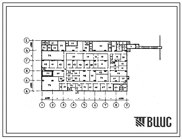 Типовой проект В-IV-75-49.89 Заглубленное здание вспомогательного назначения, (убежище на 75 человек, размеры убежища 48м на 30м, режимы вентиляции 1,2).