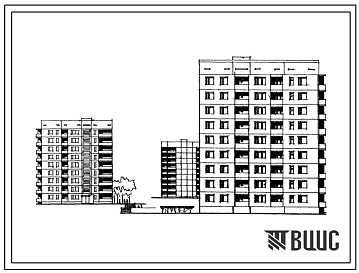 Типовой проект 135-040с 9-этажная 27-квартирная торцевая блок-секция 3А.2Б.2Б (правая)