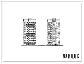 Типовой проект 135-0354с.88 10-этажная 20-квартирная рядовая с торцовыми окончаниями блок-секция 2-3. Н этажа = 2,8м