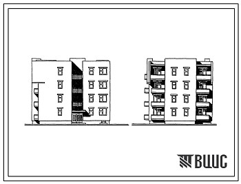 Фасады Типовой проект 89-0110.13.86 Четырехэтажная торцово-угловая блок-секция на 12 квартир (левая). Для Белорусской ССР