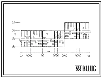 Типовой проект П-5-655(164-155-17с.84) Хозяйственно-бытовые помещения в подвале 4-этажного общежития на 202 человека с блоком обслуживания, (убежище на 655 человек, размеры убежища 63,8м на 21,6м, режимы вентиляции 1,2).